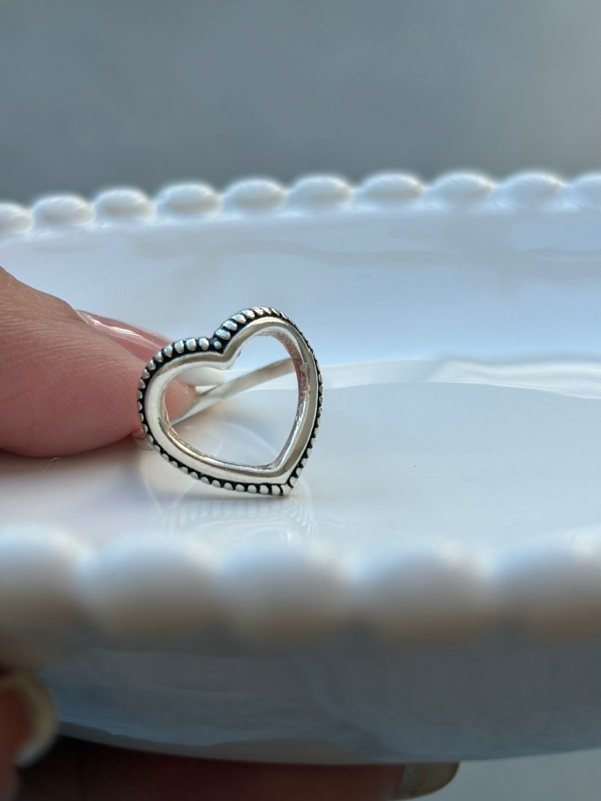 Anel coração vazado