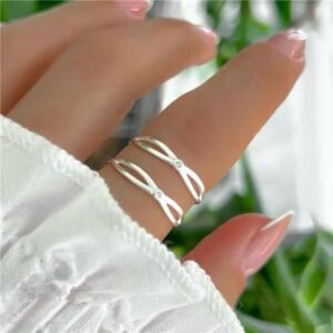 Anel navete com zircônia