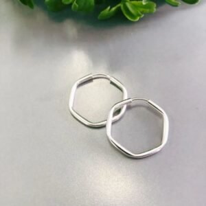 Brinco argola hexagonal fio redondo 1,5cm
