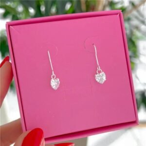 Combo dia das Mães - Brinco gancho zircônia coração cristal 7mm