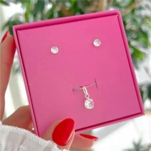Combo dia das Mães - Conjunto Brinco e Pingente zircônia cristal